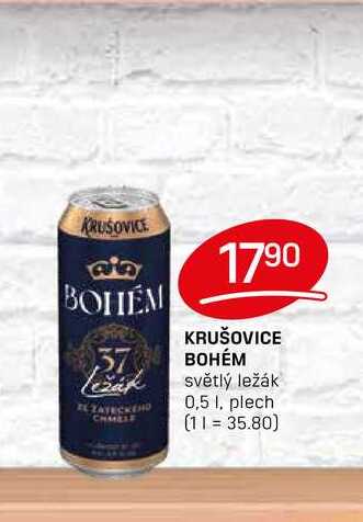 KRUŠOVICE BOHÉM světlý ležák 0,5l, plech