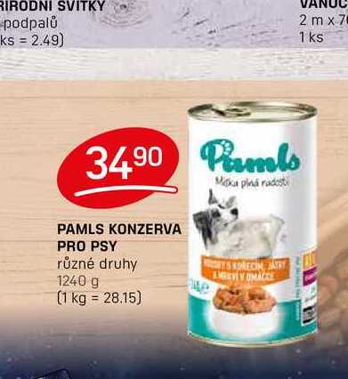 PAMLS KONZERVA PRO PSY různé druhy 1240 g