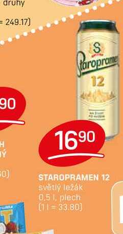 STAROPRAMEN 12 světlý ležák 0,5l, plech 