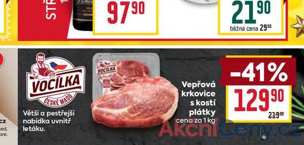Vepřová krkovice s kostí plátky cena za 1 kg 