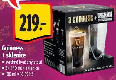 Guinness + sklenice, 3x 440 ml 
