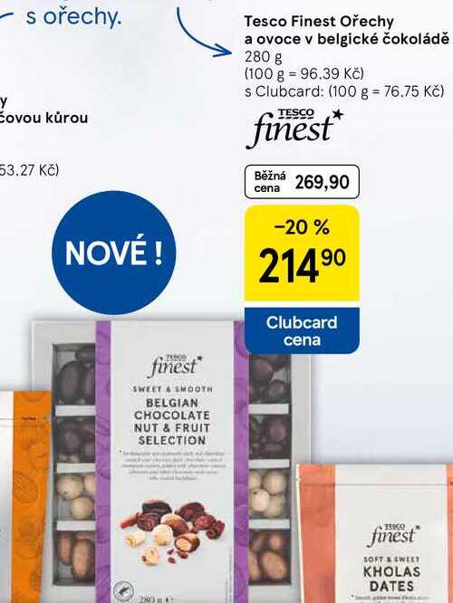Tesco Finest Ořechy a ovoce v belgické čokoládě, 280 g 
