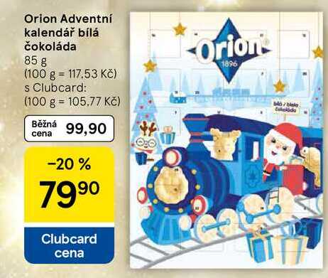 Orion Adventní kalendář bílá čokoláda, 85 g 