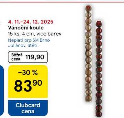 Vánoční koule, 15 ks. 4 cm, více barev  