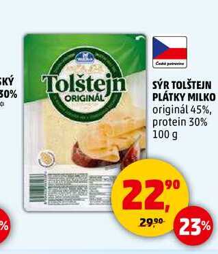 SÝR TOLŠTEJN PLÁTKY MILKO, 100 g
