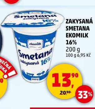 ZAKYSANÁ SMETANA EKOMILK 16%, 200 g