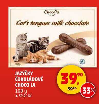 JAZÝČKY ČOKOLÁDOVÉ CHOCO'LA, 100 g