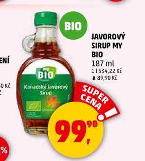 JAVOROVÝ SIRUP MY BIO, 187 ml 
