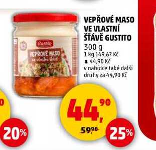 VEPŘOVÉ MASO VE VLASTNÍ ŠŤÁVĚ GUSTITO, 300 g