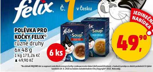 POLÉVKA PRO KOČKY FELIX, 6x 48 g 
