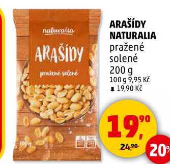 ARAŠÍDY NATURALIA pražené solené, 200 g