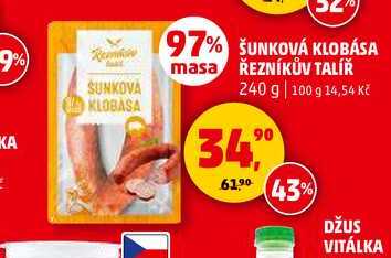 ŠUNKOVÁ KLOBÁSA ŘEZNÍKŮV TALÍŘ, 240 g