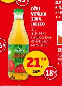 DŽUS VITÁLKA JABLKO 100%, 1 l