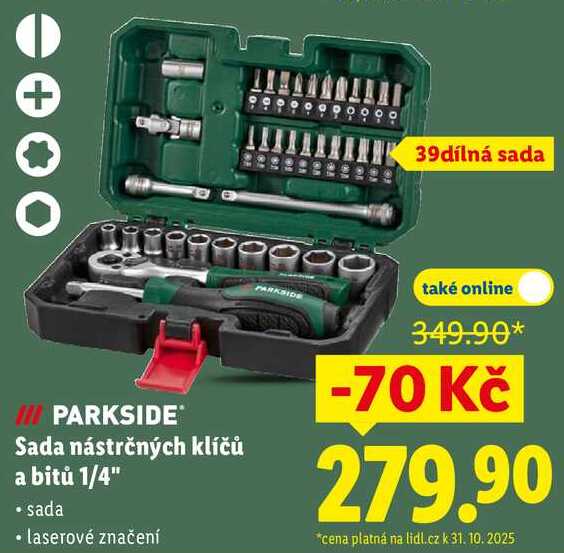 PARKSIDE Sada nástrčných klíčů a bitů 1/4" 