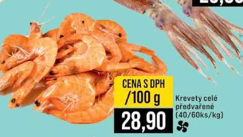 Krevety celé předvařené 40/60ks 100g