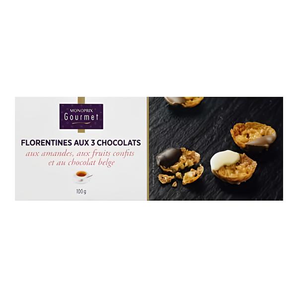 Monoprix Gourmet Florentinské sušenky se 3 druhy čokolády