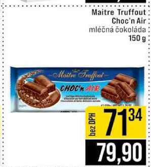 Maitre Truffout Choc'n Air mléčná čokoláda 150 g