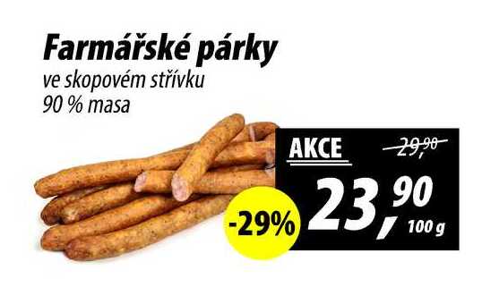 Farmářské párky ve skopovém střívku 90% masa, 100 g
