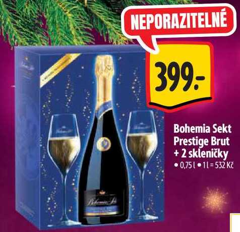Bohemia Sekt Prestige Brut 0,75 l+ 2 skleničky