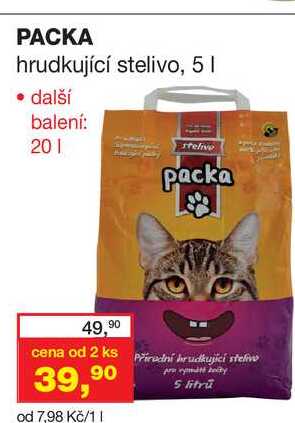 PACKA hrudkující stelivo, 5l