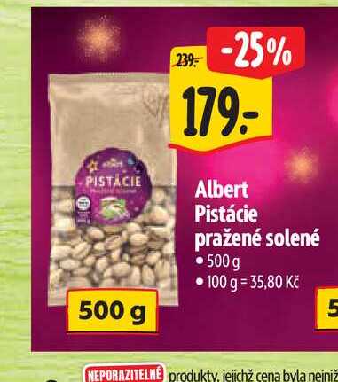  Albert Pistácie pražené solené  500g 