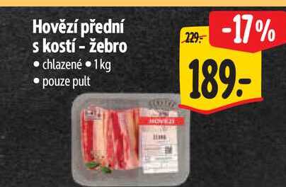Hovězí přední s kostí - žebro 1 kg