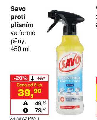 Savo proti plísním ve formě pěny, 450 ml