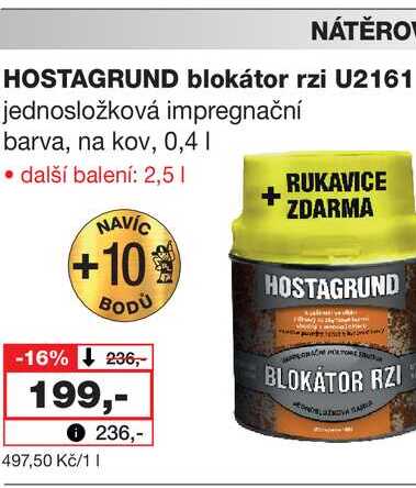HOSTAGRUND blokátor rzi U2161 jednosložková impregnační barva, na kov, 0,4l