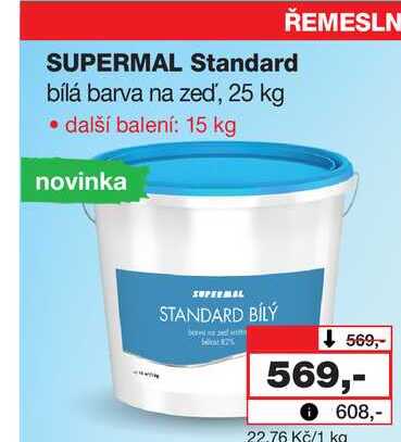 SUPERMAL Standard bílá barva na zeď, 25 kg