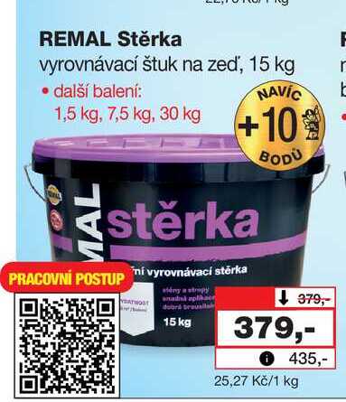 REMAL Stěrka vyrovnávací štuk na zeď, 15 kg
