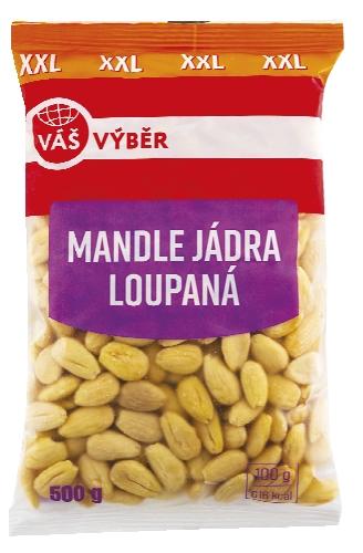 VÁŠ VÝBĚR Mandle jádra loupaná, 500 g