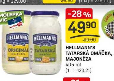 HELLMANN'S TATARSKÁ OMÁČKA, MAJONÉZA 405 ml