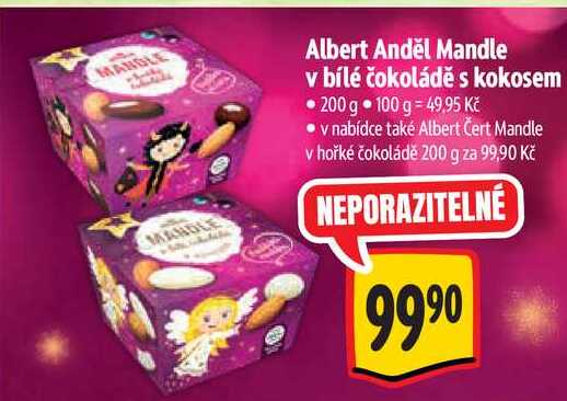 Albert Anděl Mandle v bílé čokoládě s kokosem, 200 g 