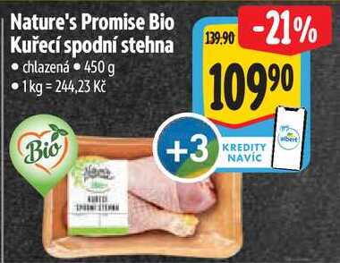 Nature's Promise Bio Kuřecí spodní stehna, 450 g
