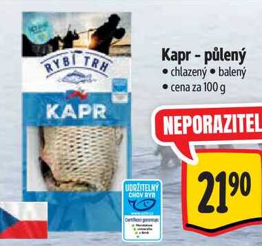 Kapr - půlený, cena za 100 g