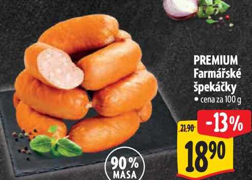 PREMIUM Farmářské špekáčky, cena za 100 g