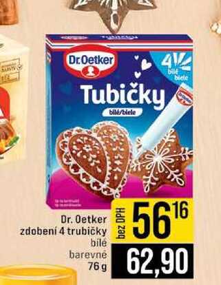 Dr. Oetker zdobení 4 trubičky bilé barevné 76 g 