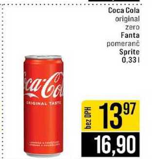 Coca Cola original zero Fanta pomeranč Sprite 0,33l