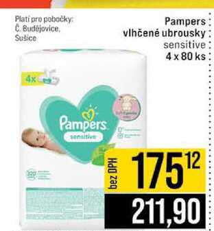 Pampers vlhčené ubrousky sensitive 4 x 80 ks