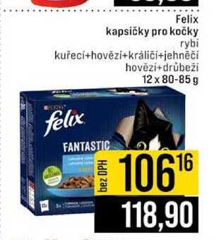 Felix kapsičky pro kočky rybi kuřecí+hovězí+králičí+jehněčí hovězí+drůbeží 12 x 80-85 g
