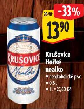 Krušovice Hořké nealko, 0,5 l 