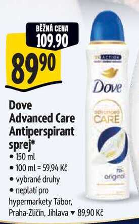 Dove Advanced Care Antiperspirant sprej, 150 ml