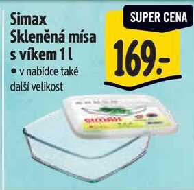 Simax Skleněná mísa s víkem 1 l