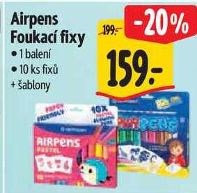 Airpens Foukací fixy, 10 ks fixů + šablony