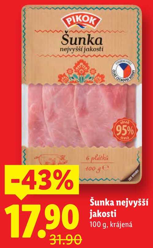 Šunka nejvyšší jakosti, 100 g