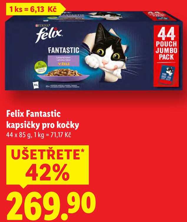Felix Fantastic kapsičky pro kočky, 44x 85 g