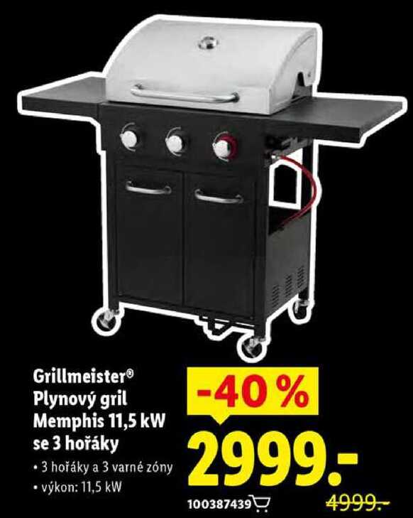 Grillmeister Plynový gril Memphis 11,5 kW se 3 hořáky