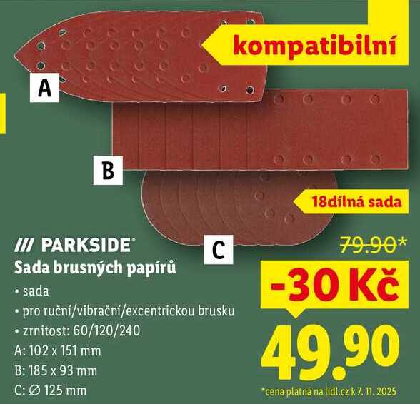 PARKSIDE Sada brusných papírů