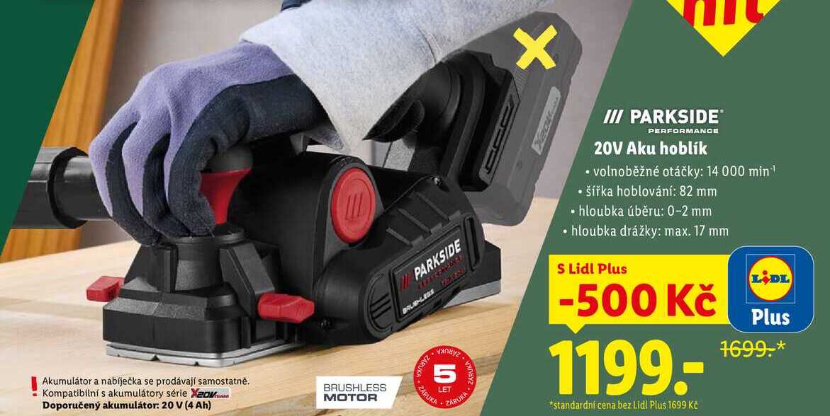 PARKSIDE 20V Aku hoblík