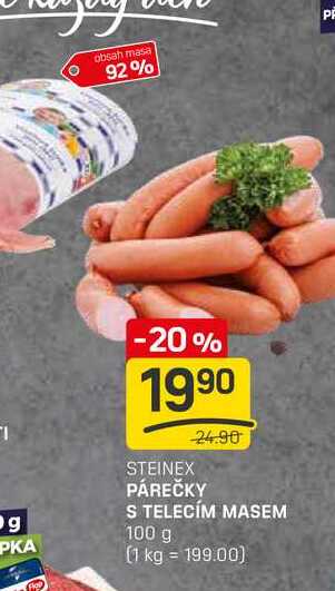 PÁREČKY S TELECÍM MASEM 100 g